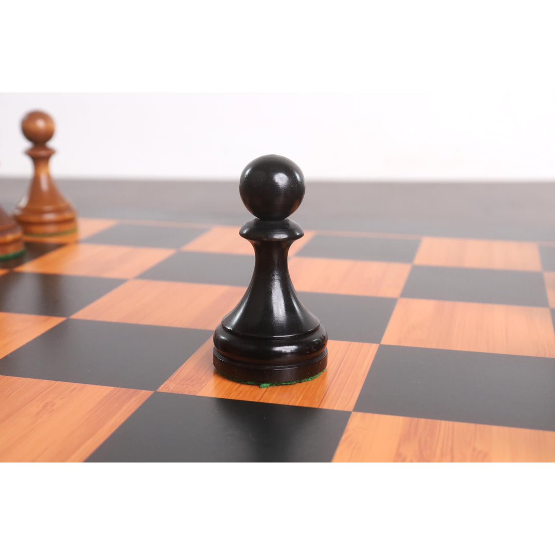 1935 Botvinnik Flohr-II Soviet Chess Pieces Only Set -Distress Antiqued Boxwood & Ebonised Boxwood- 4.4" King - Warehouse Clearance - USA Shipping Only