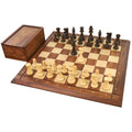 Improved French Lardy Chess Set- Chess Pieces Only - Walnut Stained Boxwood - 3.9" King