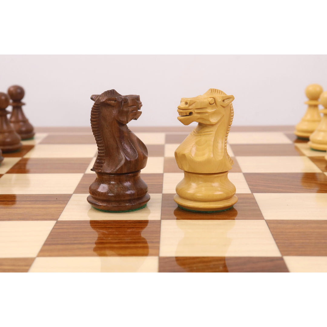 20" Monarch Series Wooden Chess Table with 3.6" Staunton Chess Pieces