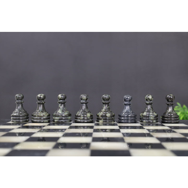 Slightly Imperfect  10" Onyx Marble Chess Set - Black & White Stone Board & Pieces