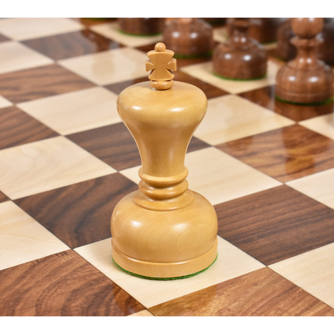 Zestaw szachów 3,1” Library Kombo - szachy Staunton + deska - Złote Drewno Różane