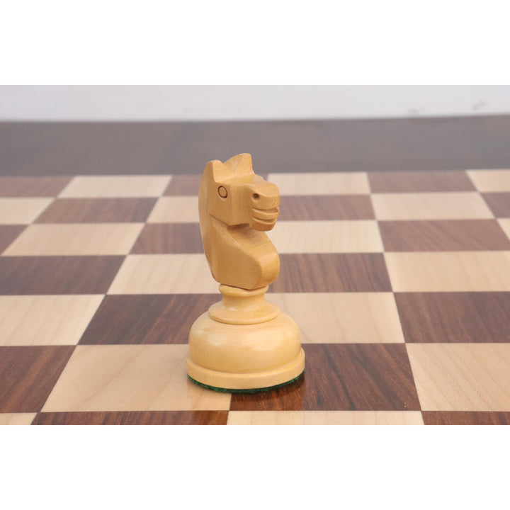 3.1" Library Series Staunton Juego de ajedrez - Sólo piezas de ajedrez - Madera de boj y acacia contrapesada