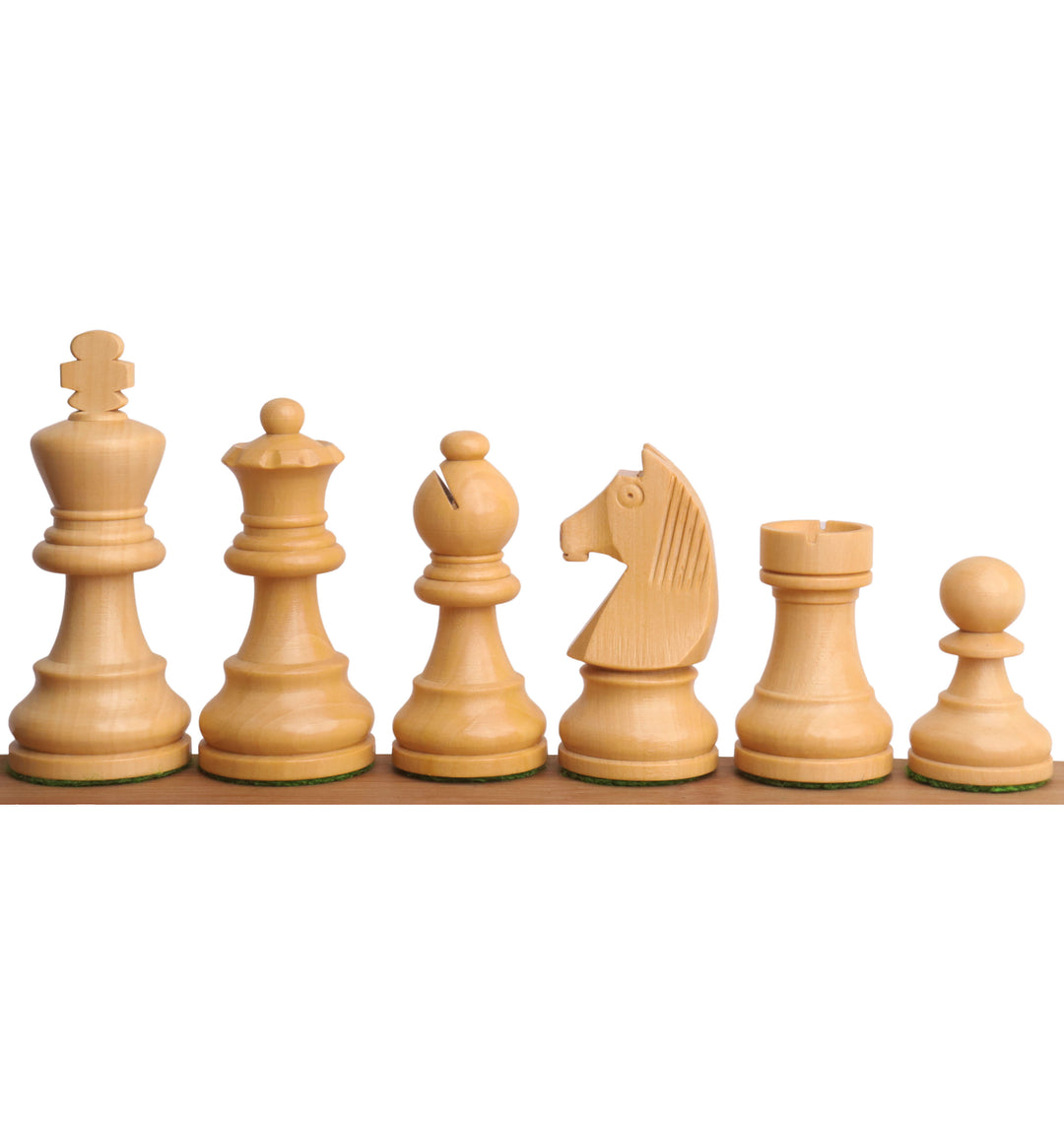 Kombo af kompakt størrelse turnering skaksæt - Brikker i gyldent rosentræ med bræt og æske