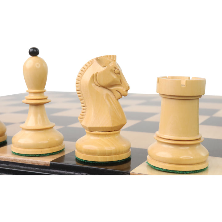 Jeu d'échecs Fischer Dubrovnik légèrement imparfait des années 1950 - Pièces d'échecs uniquement - Ebène et buis - 3.8 " Roi