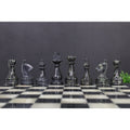 Slightly Imperfect  10" Onyx Marble Chess Set - Black & White Stone Board & Pieces