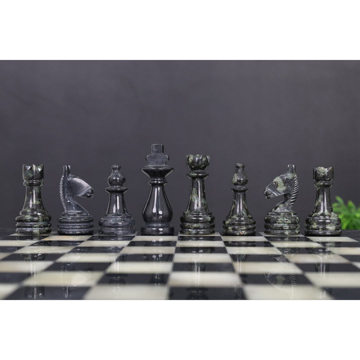 Slightly Imperfect  10" Onyx Marble Chess Set - Black & White Stone Board & Pieces
