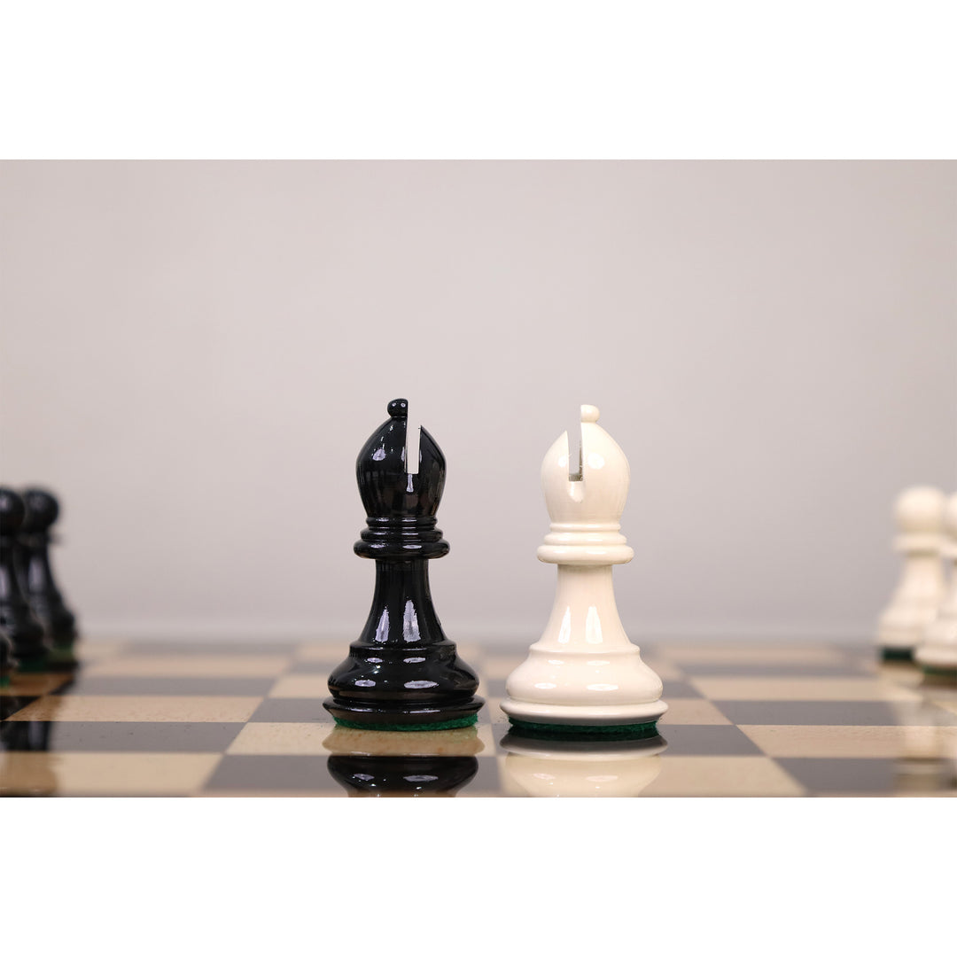 3.1" Pro Staunton Black & Ivory Painted Weighted Wooden Chess Set - Chess Pieces Only