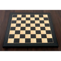 Full view of a 17 inch ebony and maple wood printed chess board with a sleek gloss finish.