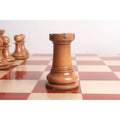 Distressed antiqued boxwood rook piece with a sturdy base from the 1849 Staunton collection.