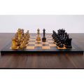 Tournament size reproduction of 1935 Soviet chess pieces in antiqued and ebonised boxwood.