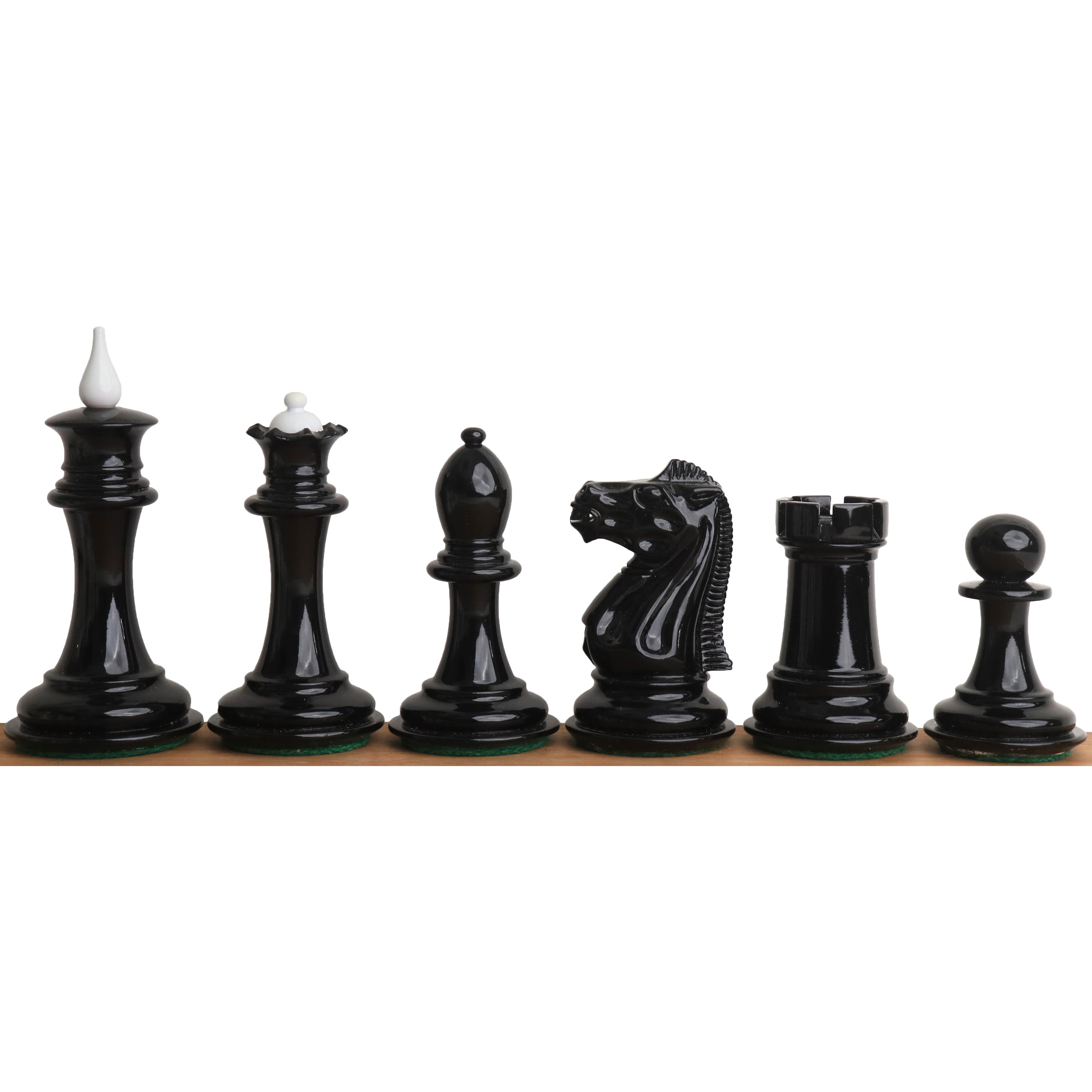 1940s Soviet Chess Pieces – Black & White Lacquer