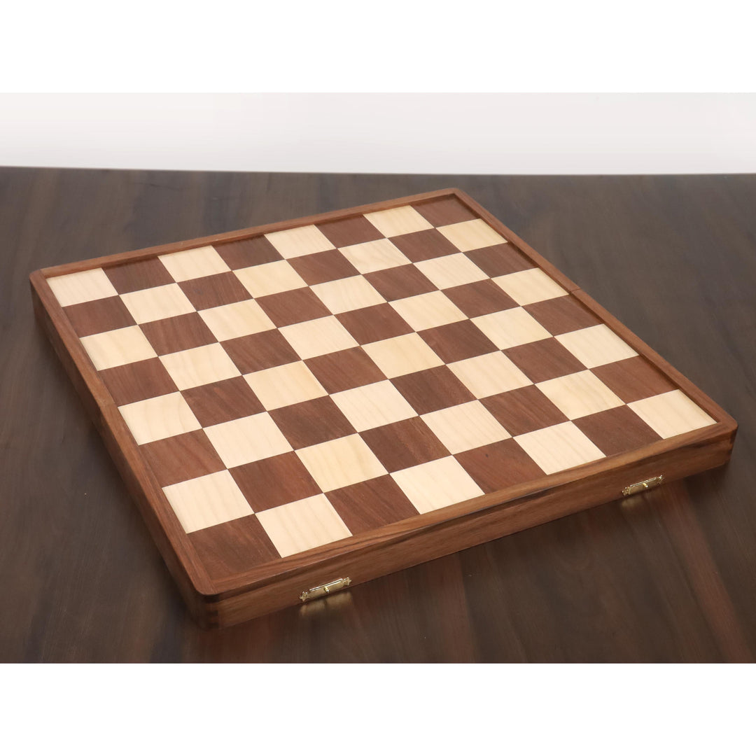 1950's Dubrovnik folding chess board made of premium golden rosewood and maple wood with 57mm squares.