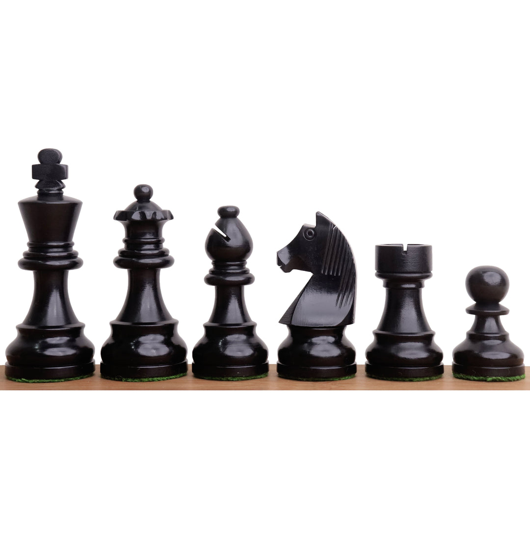 Set di scacchi Staunton da torneo da 3,3" - Solo pezzi di scacchi - Legno da bosso ebanizzato - Dimensioni compatte