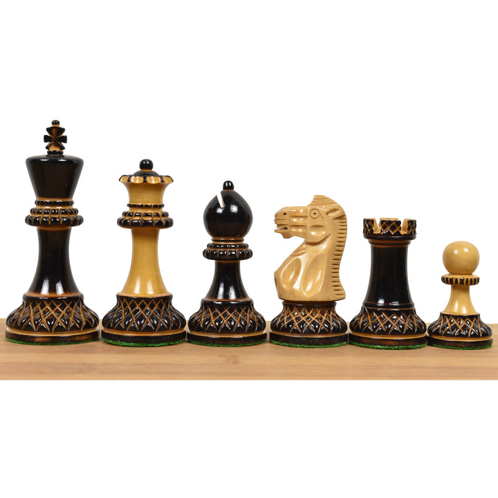 Jeu d'échecs sculpté Parker Staunton 3,9 pouces - Pièces d'échecs uniquement - Finition laquée (brillante) Bois de buis - Liquidation d'entrepôt - Expédition en Europe uniquement