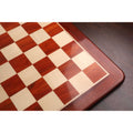 High-angle shot of the glossy finish and vibrant red hues of the Bud Rosewood squares.