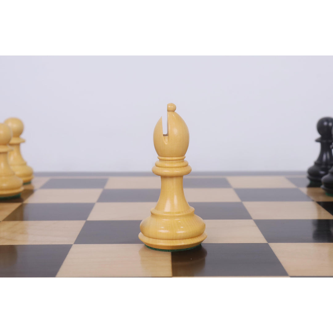 Combo of 4.1" Pro Staunton Weighted Ebonised Chess Pieces with 21"Board and Wooden Storage Box