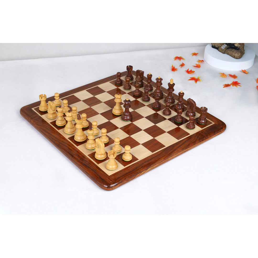 3.1" Russian Zagreb Gift Chess Set Combo - Pieces in Golden Rosewood with 17" Board & Storage Case
