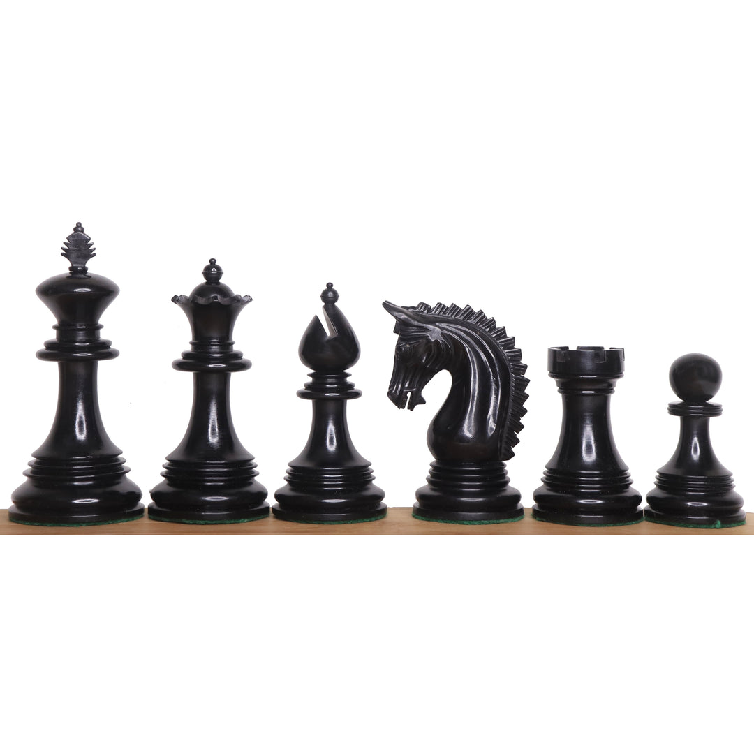 Jeu d'échecs Patton Staunton de luxe 4.2" légèrement imparfait - Pièces d'échecs uniquement - Bois d'ébène - Triple lestage