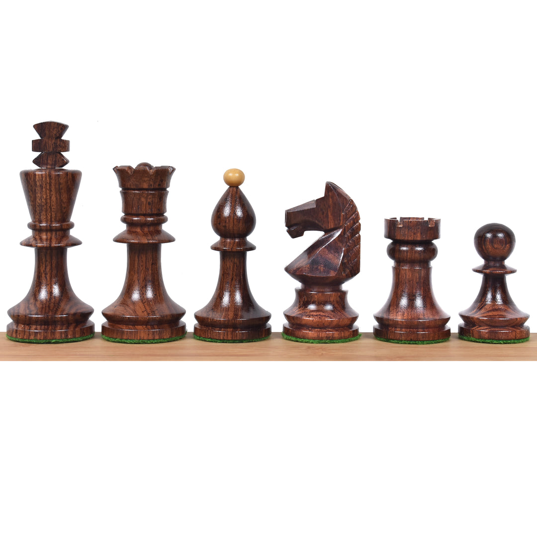 Jeu d'échecs roumain hongrois de tournoi 3.8" - Pièces d'échecs uniquement - Bois de rose lesté