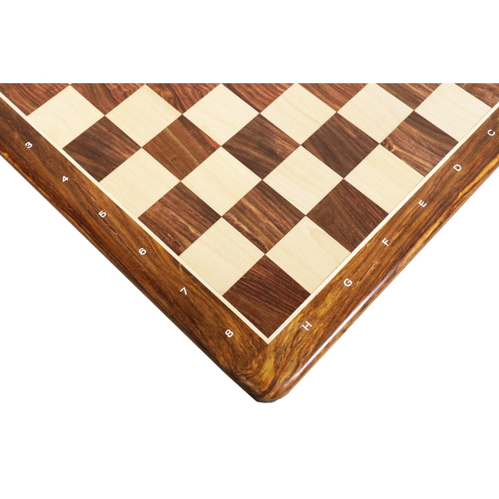 Slightly Imperfect 21" Large Chess board - Golden Rosewood & Maple - 55 mm Square- Algebraic Notations