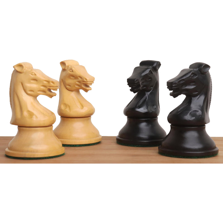 Slightly Imperfect 3.7" Reproduced Drueke Player's Choice Chess Set - Chess Pieces Only- Ebonised Boxwood