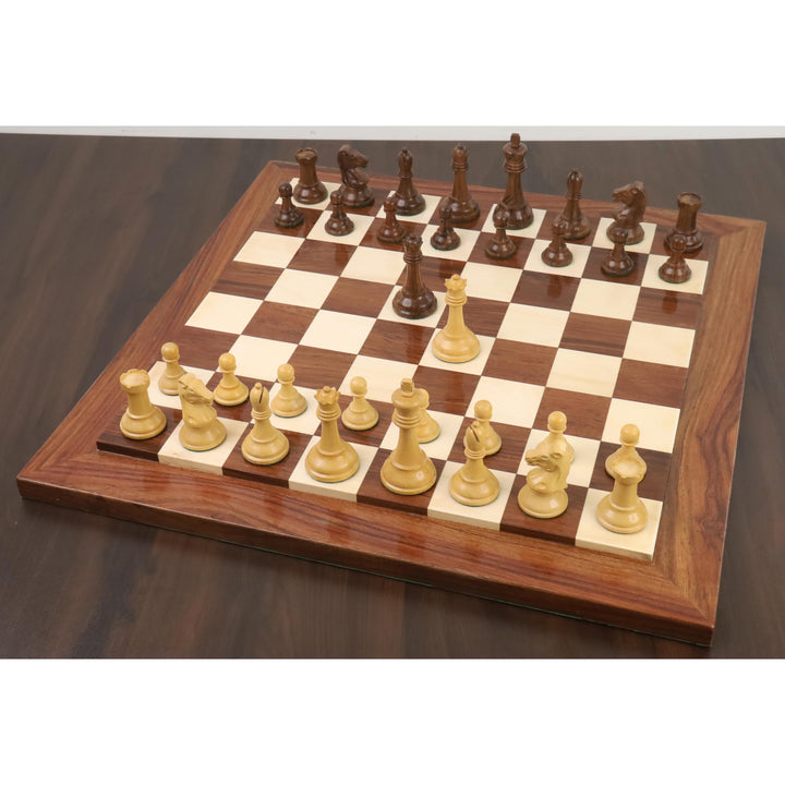 Jeu d'échecs Drueke Reproduced 3.7" légèrement imparfait - Pièces d'échecs uniquement - Bois de rose doré