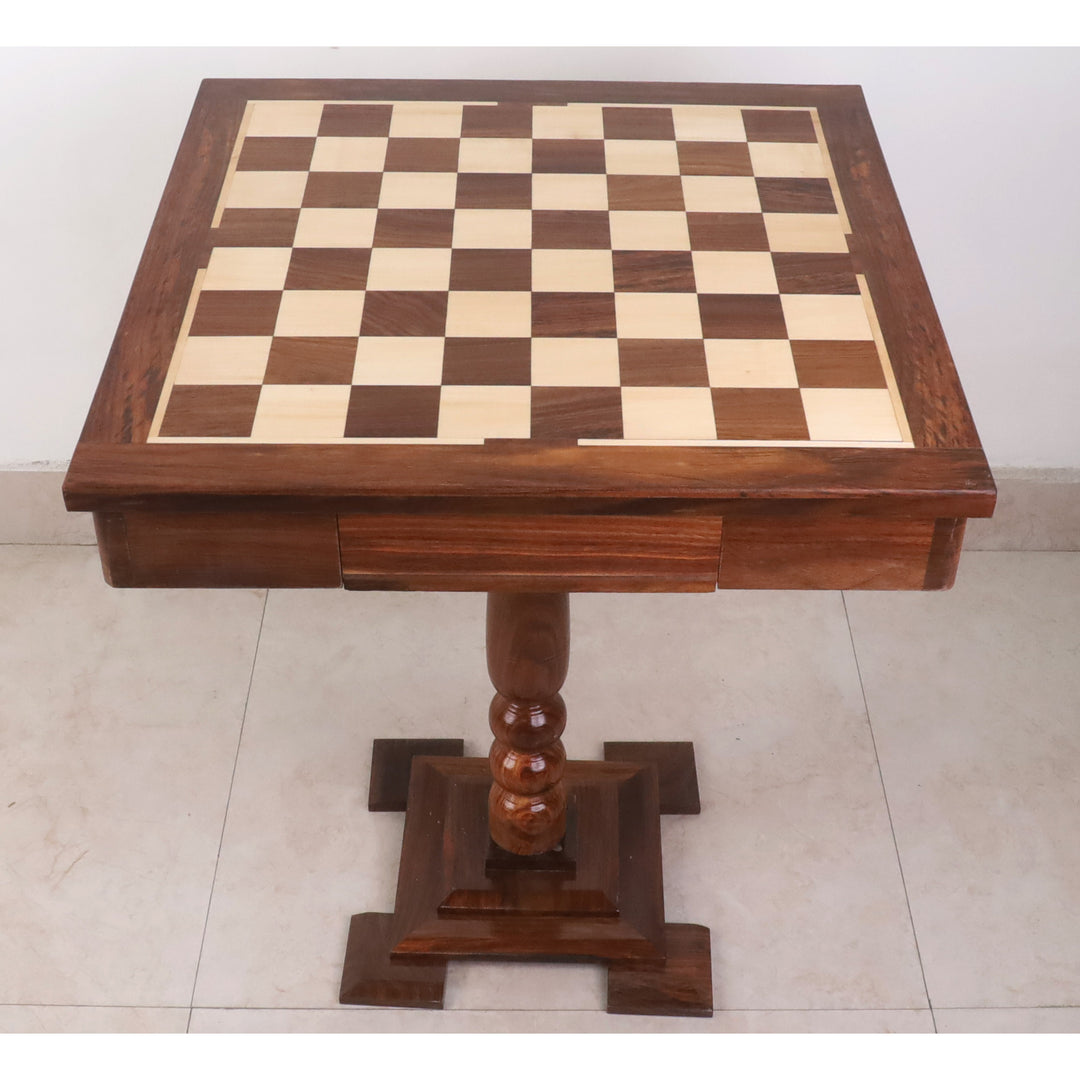 Drewniany stół szachowy 20„ z szufladami - wysokość 24” - złote Drewno Rózane i Klon