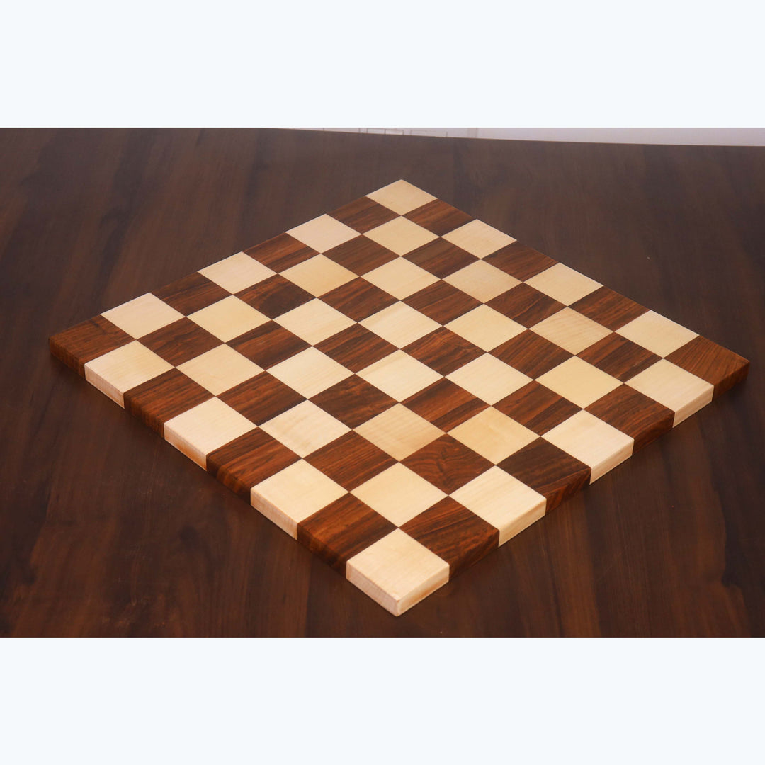 Borderless Hardwood End Grain Chess Board - Golden Rosewood & Maple-50 mm square
