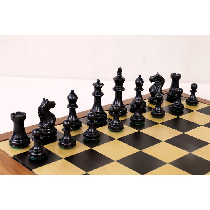 3.75" Queens Gambit Staunton Chess Set- Chess Pieces Only - Weighted Ebonised Boxwood