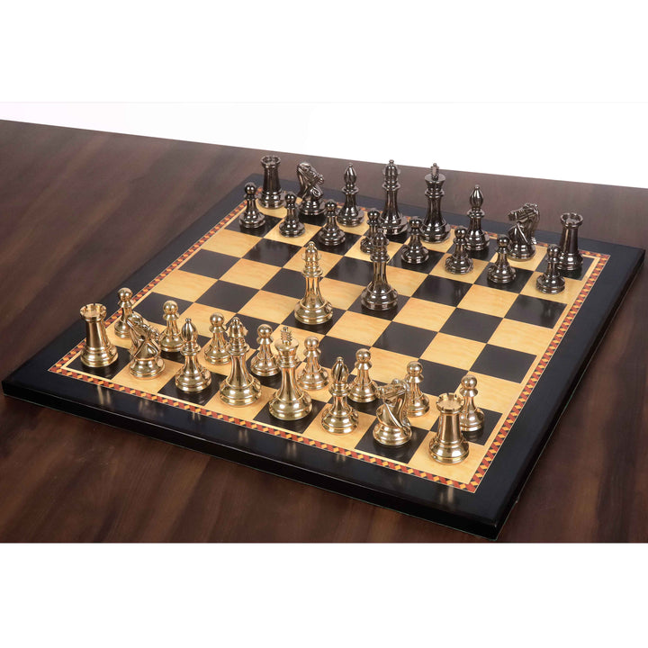 3.9" Bridle Series Brass Metal Luxury Chess Set - Pieces Only - Metallic Gold & Grey