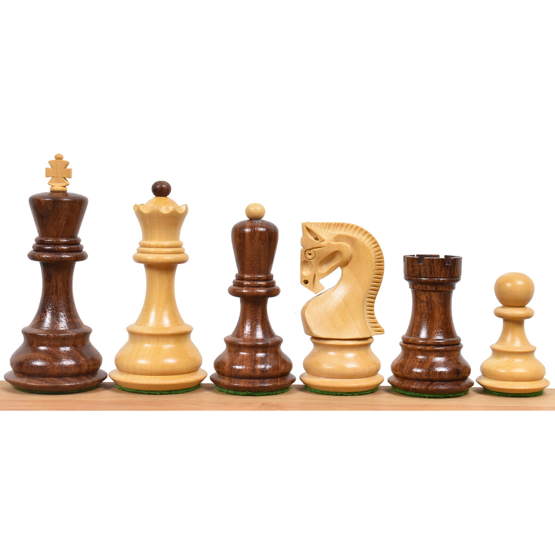 Slightly Imperfect 3.9" Russian Zagreb Chess Set- Chess Pieces Only - Weighted Golden Rosewood - Extra queens