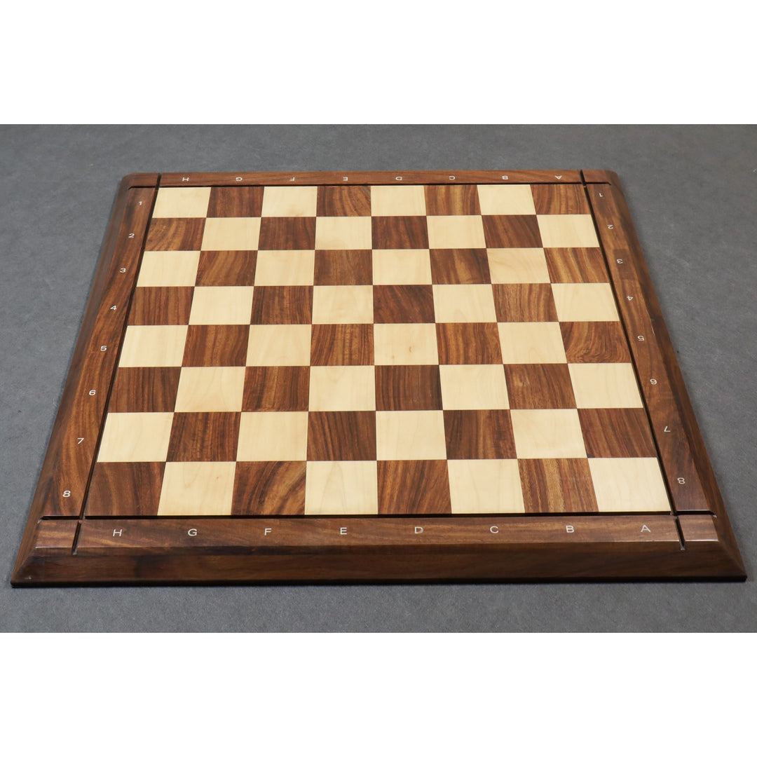 Slightly Imperfect 21" Drueke Style Golden Rosewood & Maple Chess Board With Notations- 55 mm square - Matt Finish - Warehouse Clearance - Europe Shipping Only