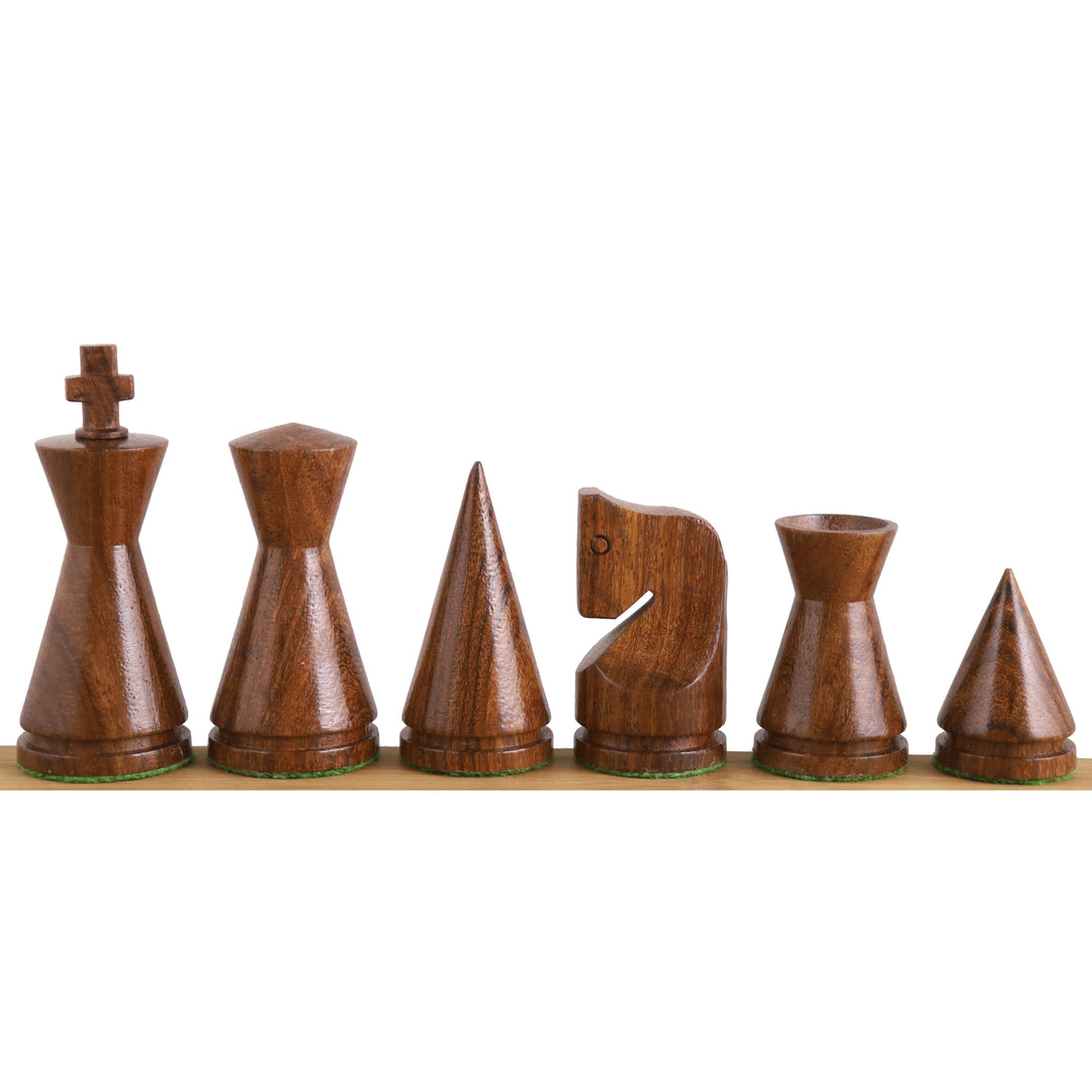 Slightly Imperfect 3.1" Russian Poni Minimalist Chess Set- Chess Pieces Only - Golden Rosewood & Boxwood