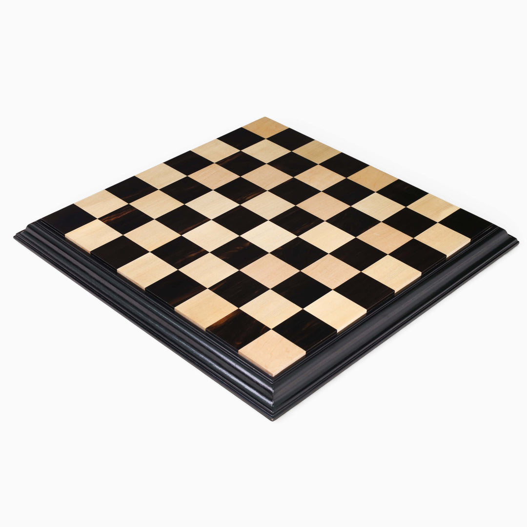 23" Ebony & Maple Wood Luxury Chess board with Carved Border- 63 mm Square
