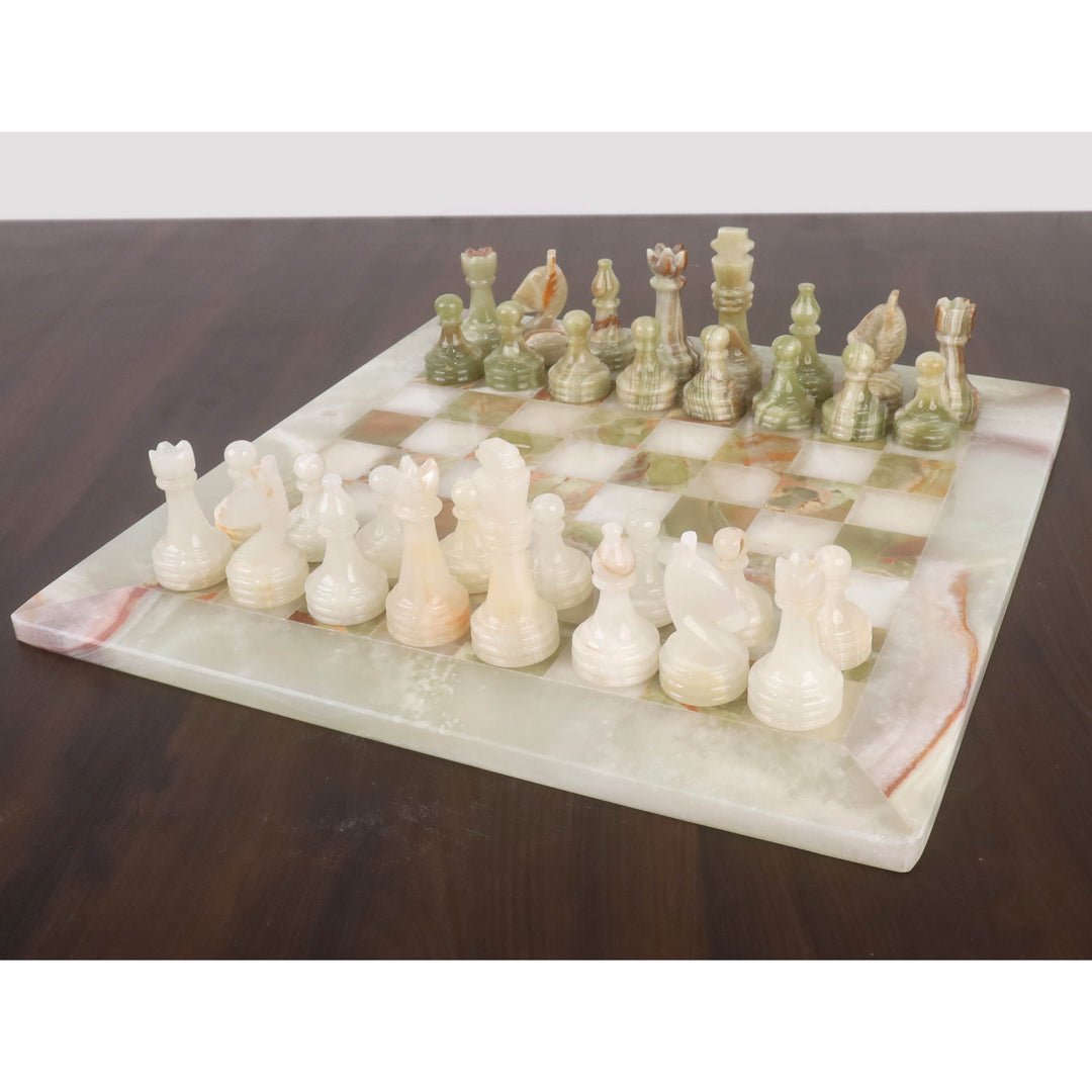 Onyx Marble & Stone Chess Pieces & Board Combo Set - 15" - Handcrafted Chess Set - Warehouse Clearance - Europe Shipping Only