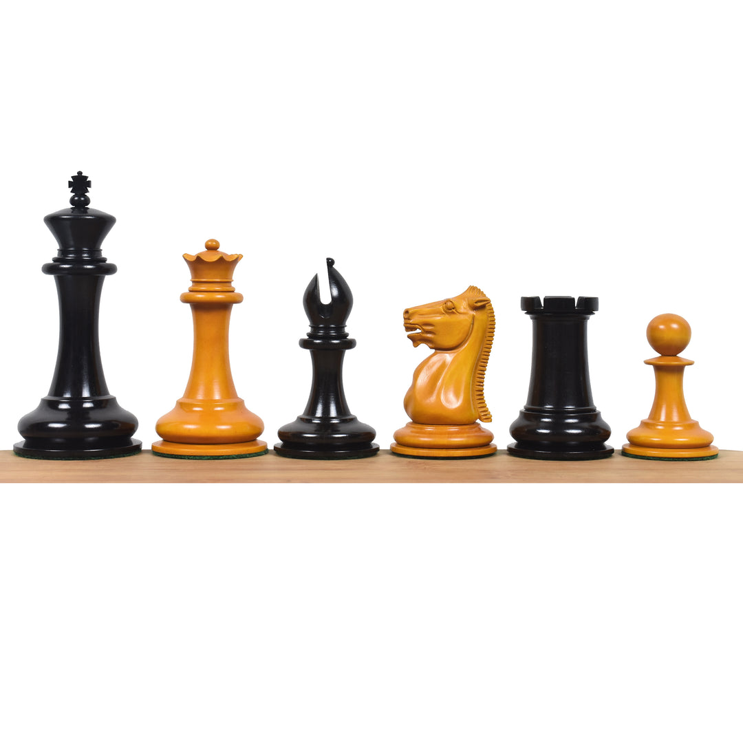 1849-50 Leuchars Cook Staunton Chess Set - Ebony Wood & Antiqued Boxwood - 4.5" with Board and Box