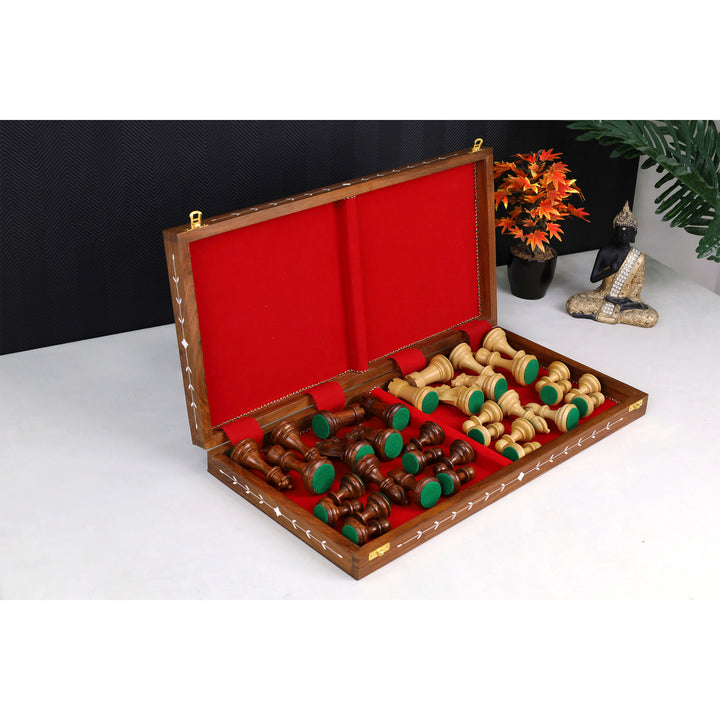 4.1" Pro Staunton Rosewood Chess Set with 21" Golden Rosewood & Acrylic Ivory Inlaid Wooden Folding Chess board