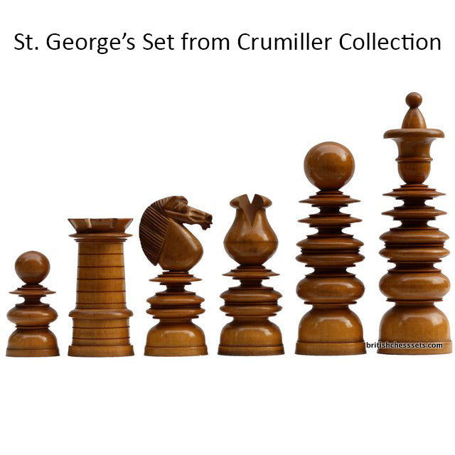 Slightly Imperfect 4.3" St. George Pre-Staunton Calvert Chess Set- Chess Pieces Only-Antiqued Boxwood And Ebony - Warehouse Clearance - USA Shipping Only