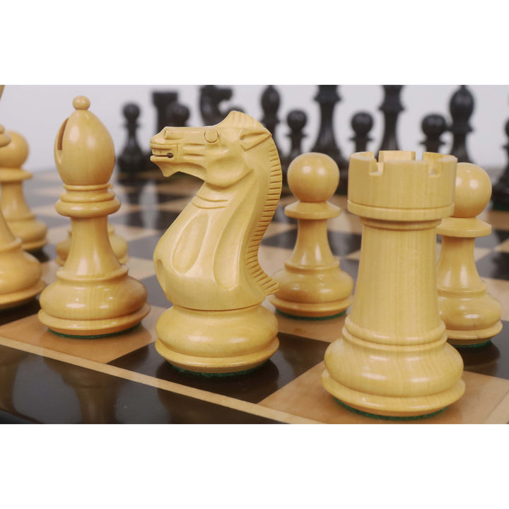 Combo of 4.1" Pro Staunton Weighted Ebonised Chess Pieces with 21"Board and Wooden Storage Box