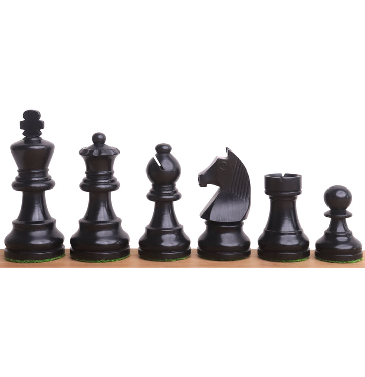 Kombo kompaktowy zestaw szachów turniejowych - figury w ebonizowanym drewnie bukszpan z planszą i pudełkiem