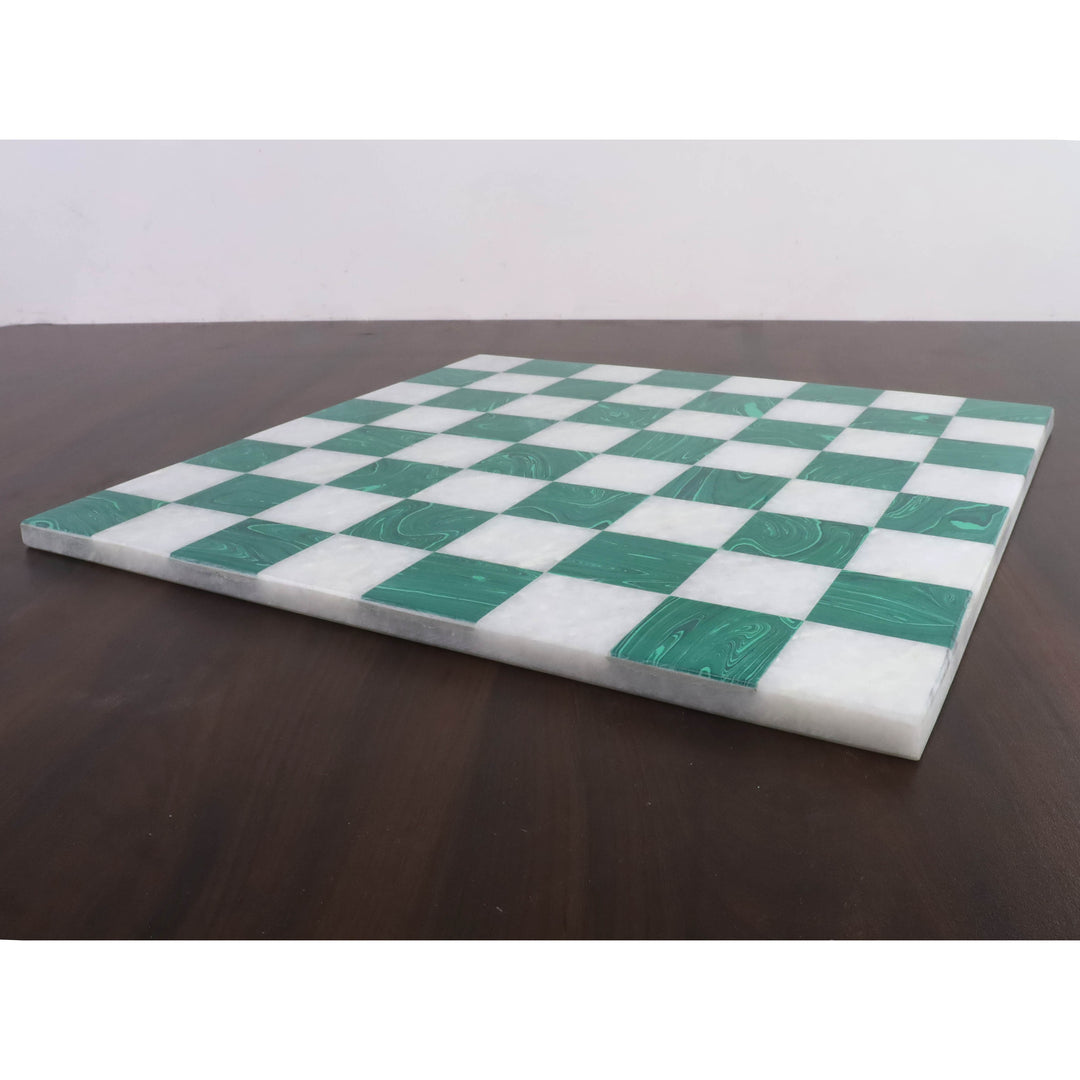 15'' Borderless Replica Malachite Luxury Chess Board - Green and White Semi Precious Stone