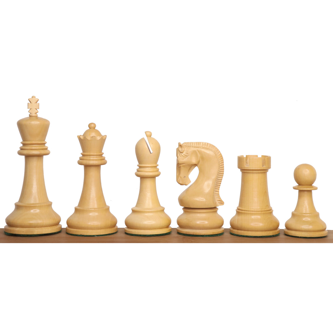 Combo of 4" Leningrad Staunton Chess Set - Pieces in Golden Rosewood with Board and Box