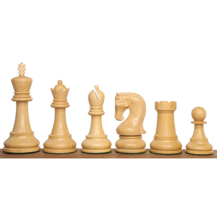 Combo of 4" Leningrad Staunton Chess Set - Pieces in Golden Rosewood with Board and Box