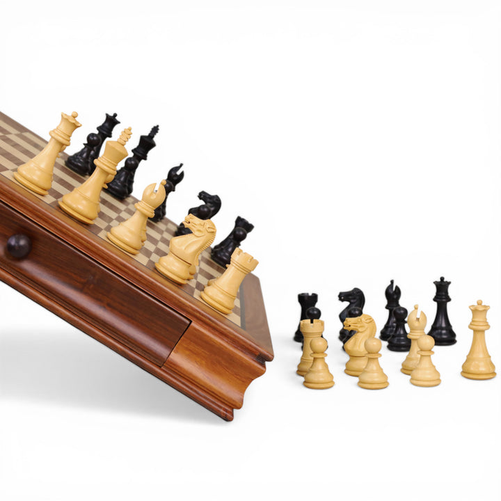 15” Legacy Magnetic Travel Chess Set in Golden Rosewood with Storage Drawers – Gift Edition