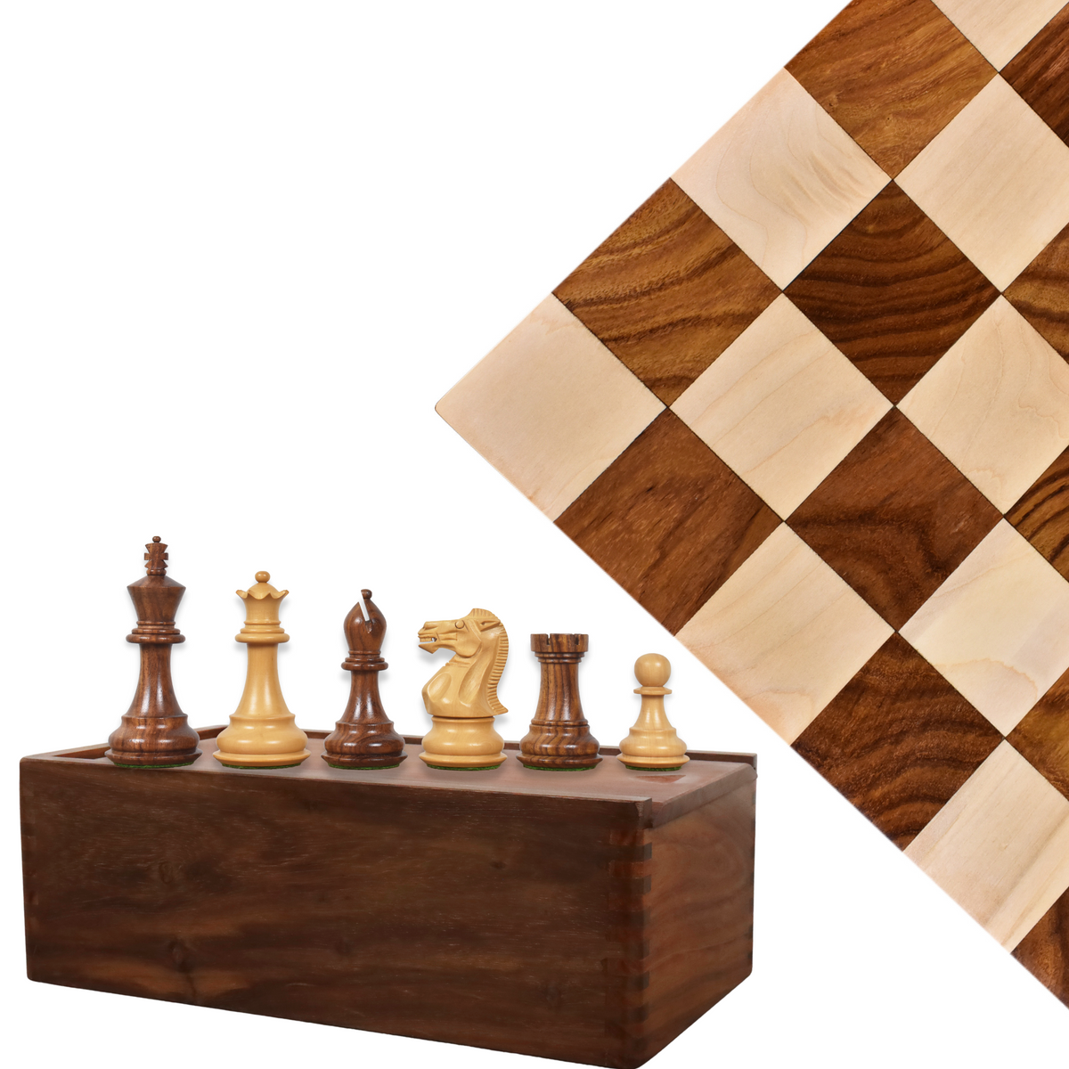 Slightly Imperfect 3.6" Professional Staunton Chess Set- Chess Pieces Only- Weighted Golden Rosewood