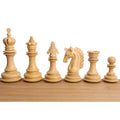 Close-up of boxwood pieces from the 4.5-inch Carvers' Art luxury chess set.