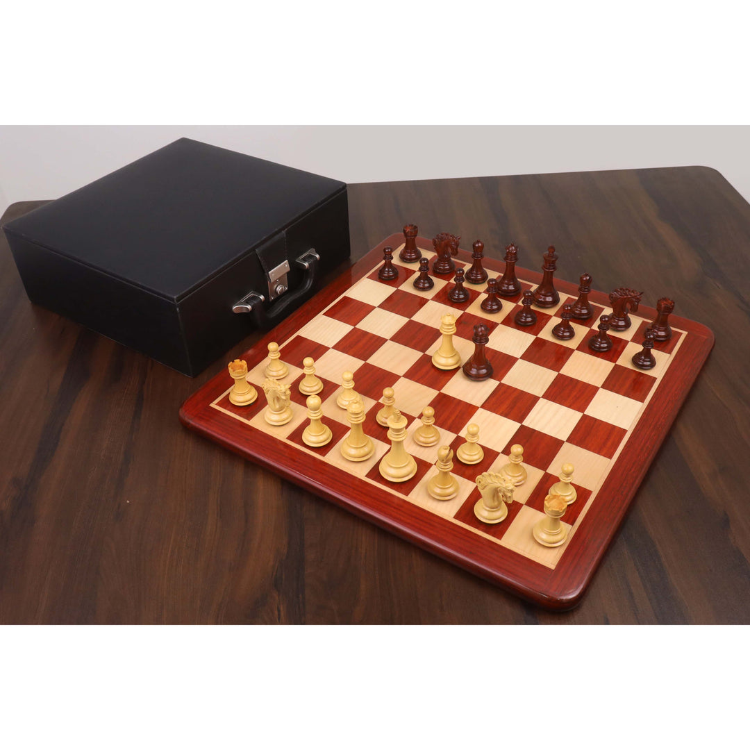 略带瑕疵的 3.3 英寸螺旋马豪华国际象棋套装——仅棋子——玫瑰木与黄杨木