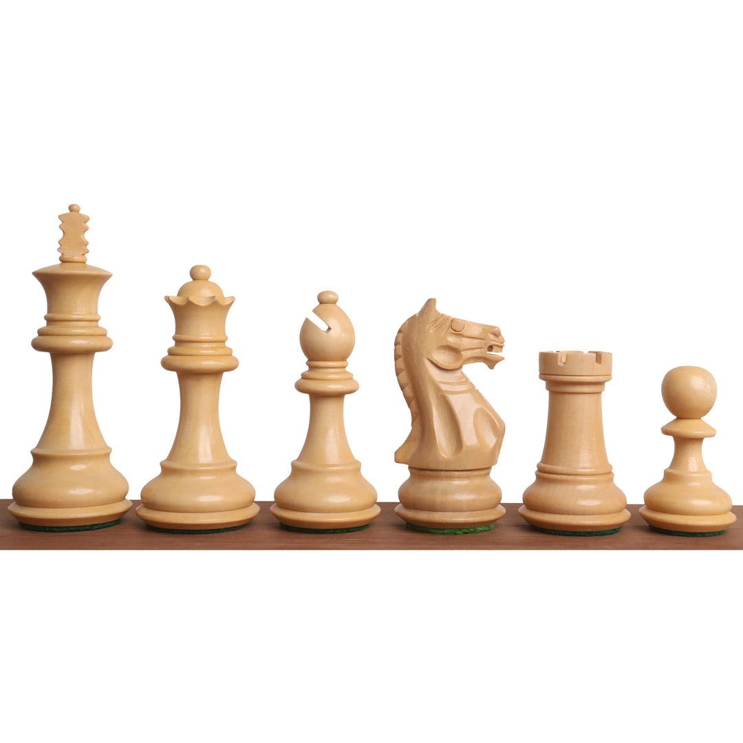 Fierce Knight Staunton Chess Set- Chess Pieces Only - Weighted Boxwood - 3.5" Extra Queens