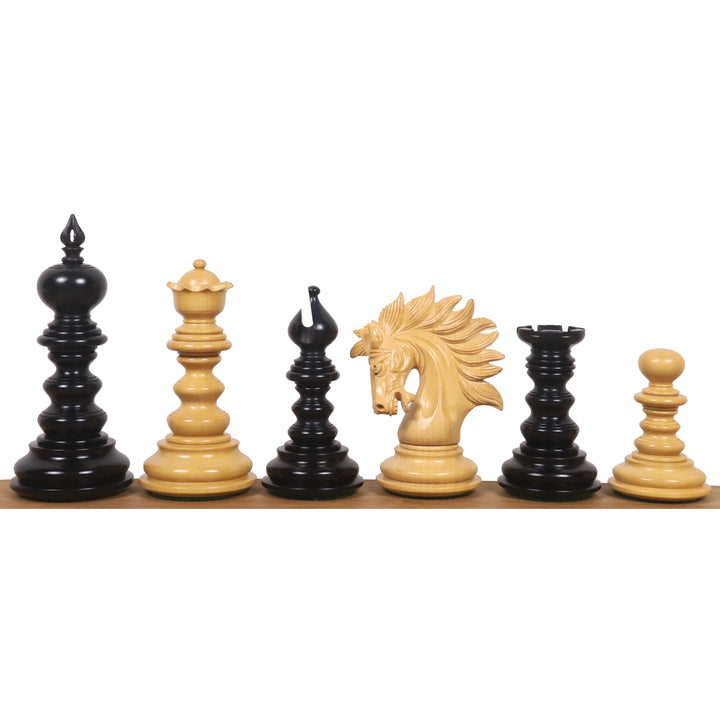 4.3" Marengo Luxe Staunton Schaakset - Alleen schaakstukken - Ebbenhout Driedubbelgewicht