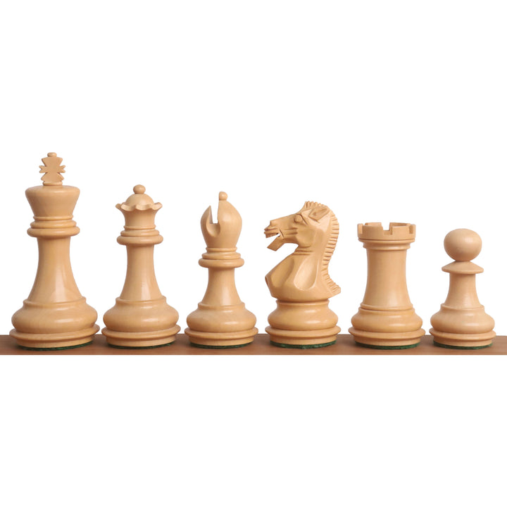 Juego de Ajedrez Staunton con Base Biselada de 3.1" Ligeramente Imperfecto - Sólo piezas de ajedrez - Palo de rosa dorado ponderado
